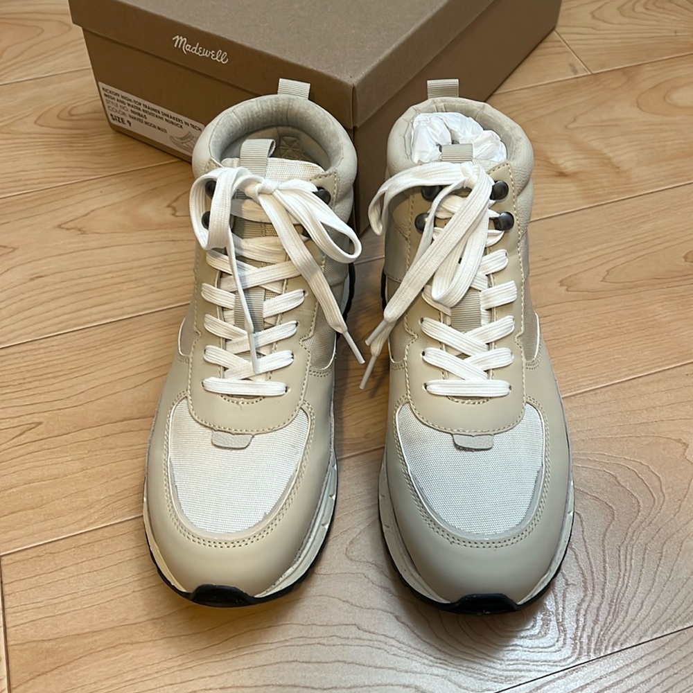 Madewell Women’s Kickoff High-top Trainer Sneakers Tech Mesh  Nubuck Sz 9